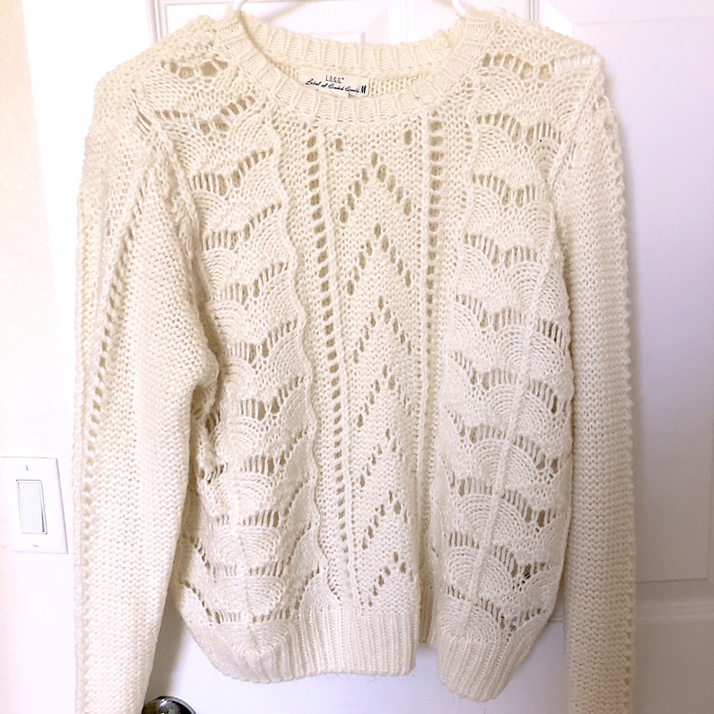 Cream colored slub knit sweater